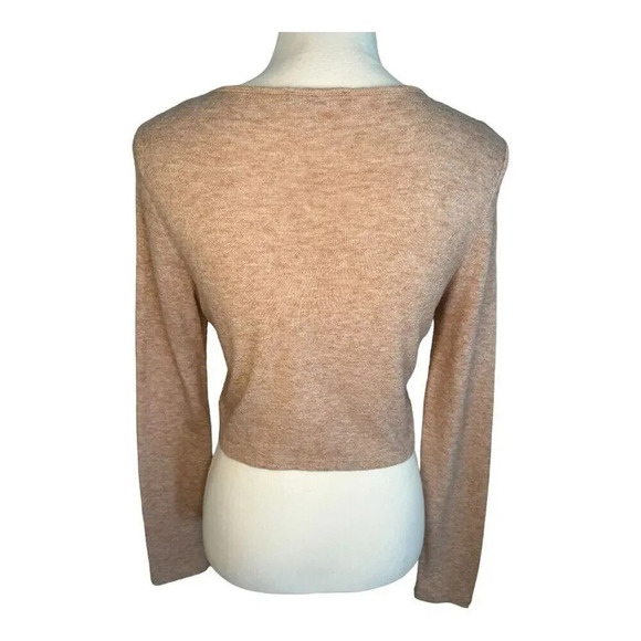 ZARA Woman’s‎ Medium Soft Pink Taupe Cropped Cardigan Sweater - Picture 3 of 6